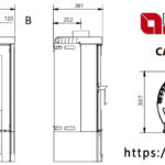Salamandra a lenha Nordica Candy 7kW - Dimensões