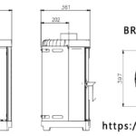 Salamandra ferro fundido BRIGITTA 4.7KW - Dimensões