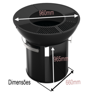 Grelhador a lenha para exterior Hergom - Base alta - Dimensões