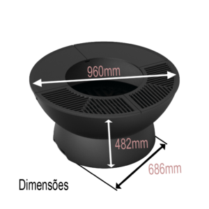 Grelhador a lenha para exterior Hergom - Base baixa - Dimensões