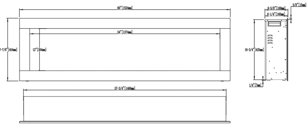 Lareira Eléctrica AFLAMO – DIAMOND 153 - Dimensões